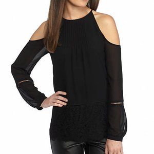 NWT XS Michael Kors Black Cold Shoulder Lace Top
